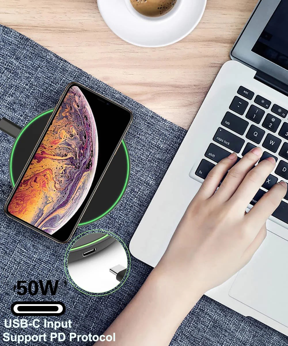VibeCharge Pro 50W – Almohadilla de Carga Inalámbrica Ultra Rápida