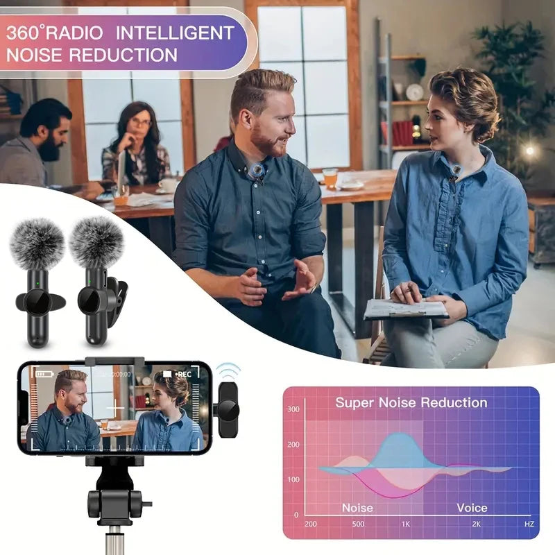 VibeMic Pro – Micrófono Inalámbrico Lavalier con Cancelación de Ruido