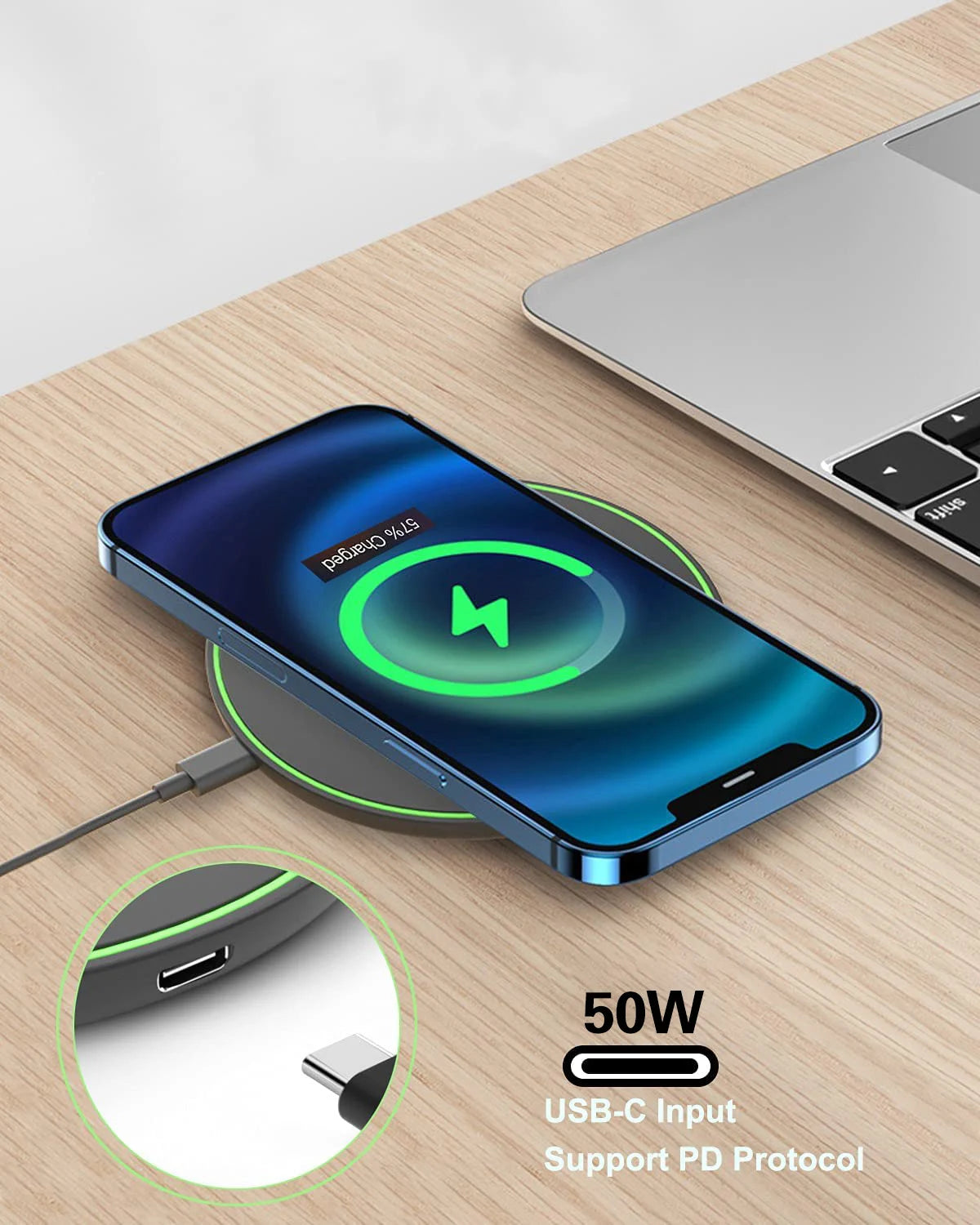 VibeCharge Pro 50W – Almohadilla de Carga Inalámbrica Ultra Rápida